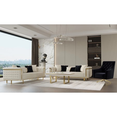 SALON 3+3+1 BEIGE DORE NOIR VANESA SALON-VANESA