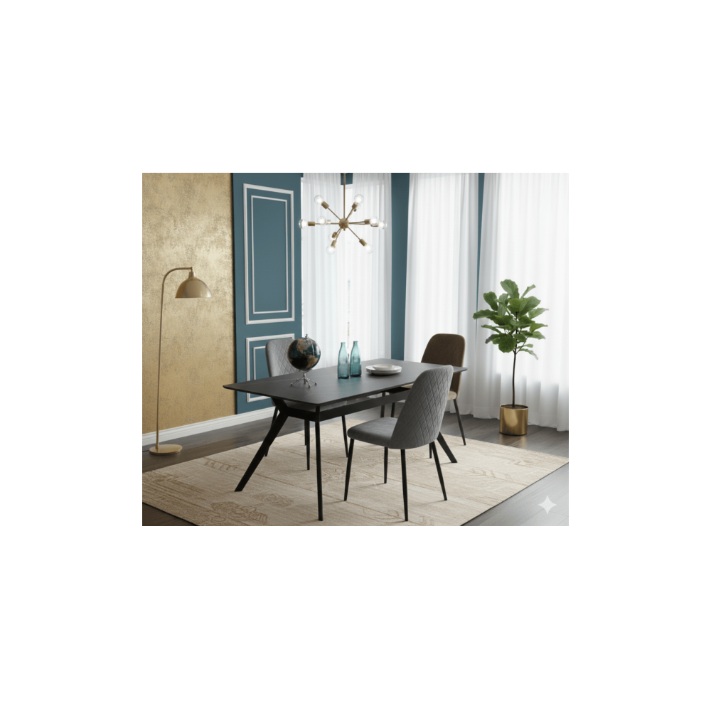 TABLE NOIR DORE C127 1300 X 700