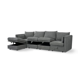SALON ANGLE CONVERTIBLE AVEC COFFRE 6P HS468 SALON-HS748