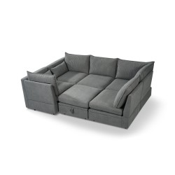 SALON ANGLE CONVERTIBLE AVEC COFFRE 6P HS468 SALON-HS748