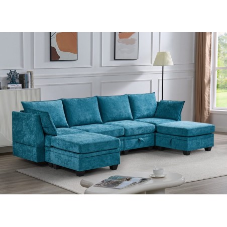 SALON ANGLE MODULABLE /COFFRE XL1672 300 × 91 × 82 OTTOMAN 70 × 70 × 46 SALON-XL1672