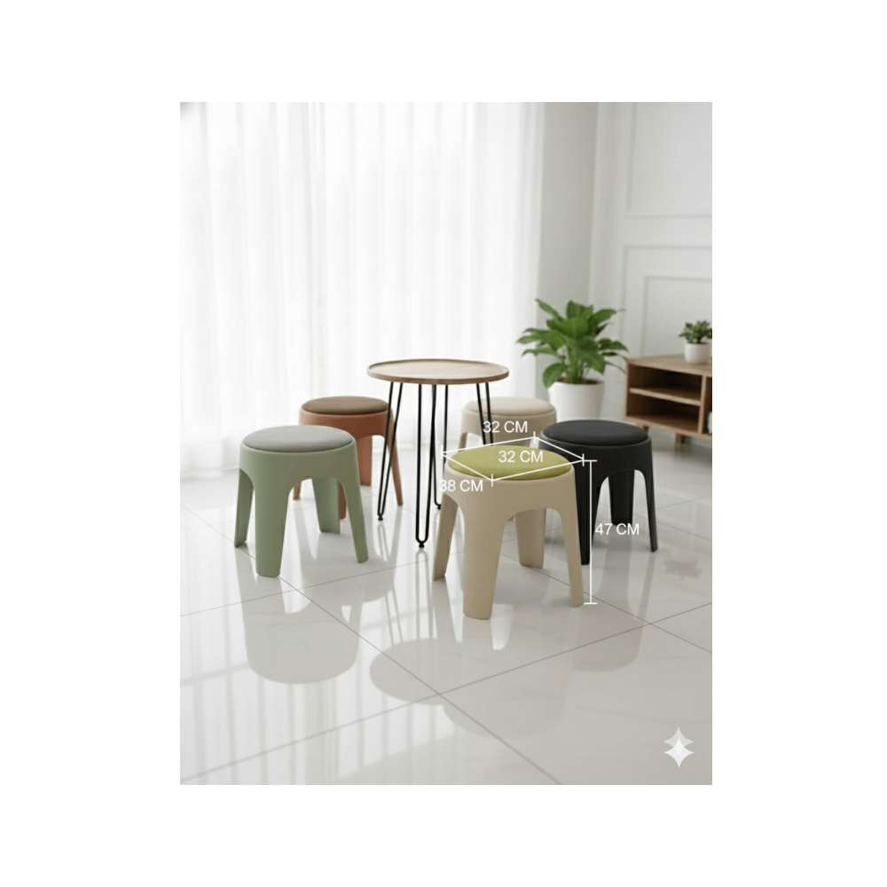 TABOURET PLASTIQUE C002 ROND NOIR / MARRON / VERT / JAUNE / GRIS