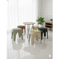 TABOURET PLASTIQUE C002 ROND NOIR / MARRON / VERT / JAUNE / GRIS