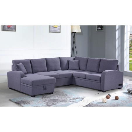 SALON PANORAMIQUE CONVERTIBLE /COFFRE XL1616 GRIS 273 × 143 × 88 SALON-XL1616