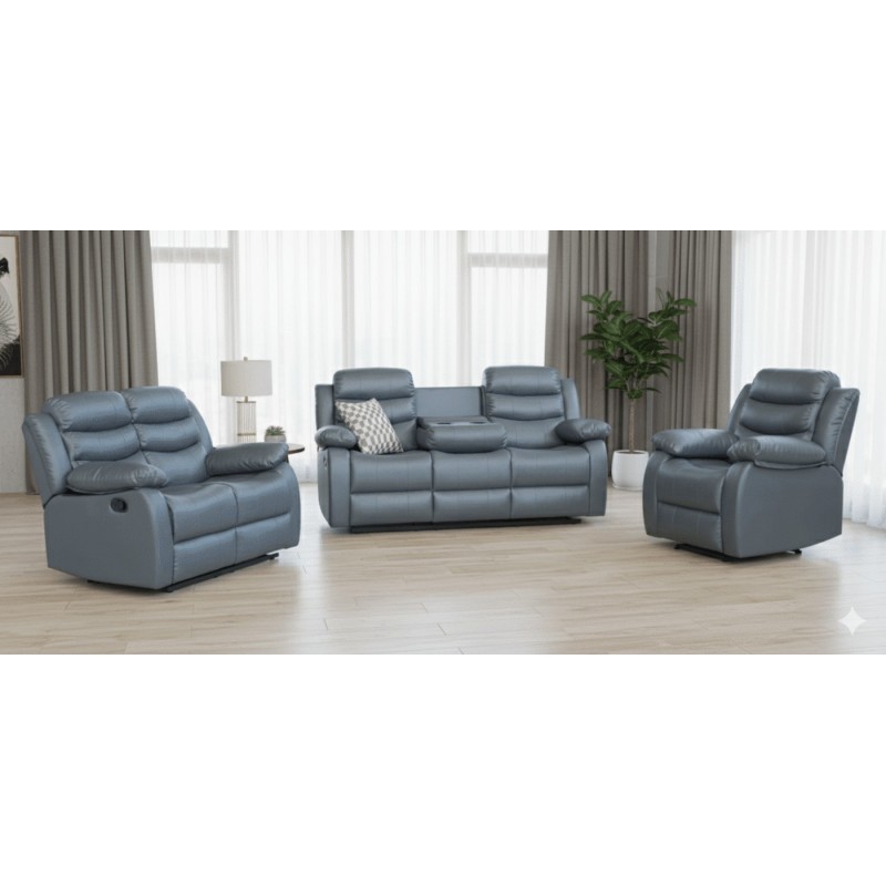 SALON RELAX 1+2+3 EN PU GRIS XLH-9023 SALON-RELAX123-GRIS