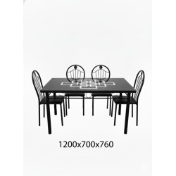 TABLE /4 CHAISES MF003 NOIR FER FORGE 1200 × 700 × 760 TABLE-MF003