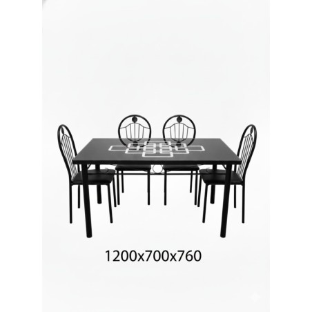 TABLE /4 CHAISES MF003 NOIR FER FORGE 1200 × 700 × 760 TABLE-MF003