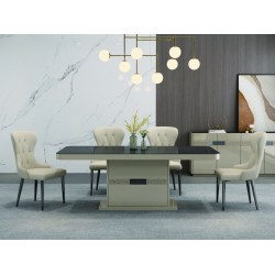 TABLE A MANGER BEIGE DORE 92496 2000 × 100 × 750 AVEC 8CHAISES 11862 TABLE-92496-11862