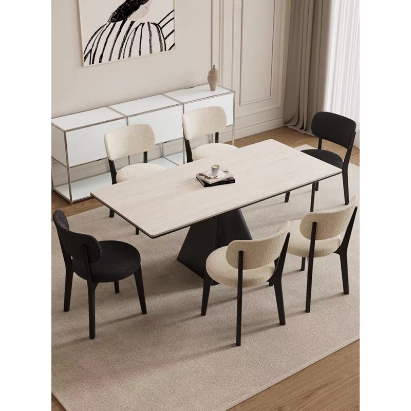TABLE A MANGER BOIS RECTANGLE T27 BLANC/PIED NOIR 1800 × 900 × 750 TABLE-T27RECT