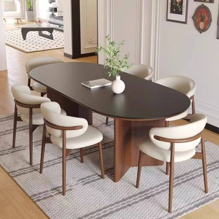 TABLE A MANGER BOIS T26 1600 × 800 × 750 OVALE NOIR TABLE-T26OVALE