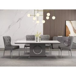TABLE A MANGER GRIS DORE 92757DT 2000 × 100 × 750 AVEC 8CHAISES 12217 TABLE-92757-12217