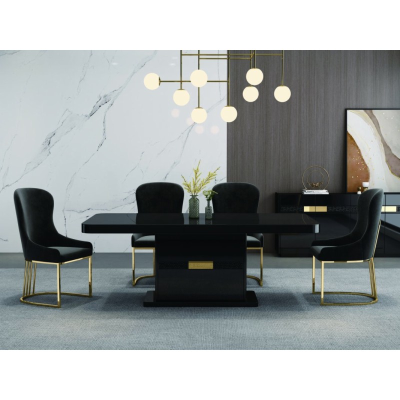 TABLE A MANGER NOIR DORE 2000 × 100 × 750 92501 TABLE-92501