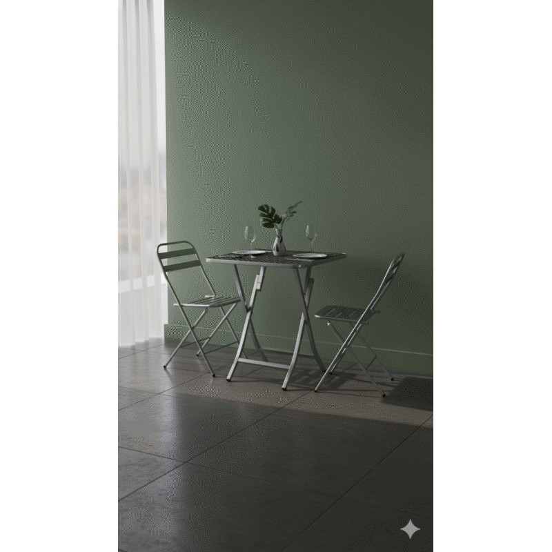 TABLE ALU AVEC 2 CHAISES PLIABLE 18334 TABLEALU-18334