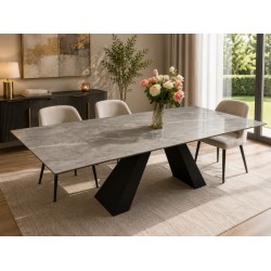 TABLE AVEC RALLONGES CERAMIQUE T839 1600(400×2)X900 × 750 GRISE TABLE-T839