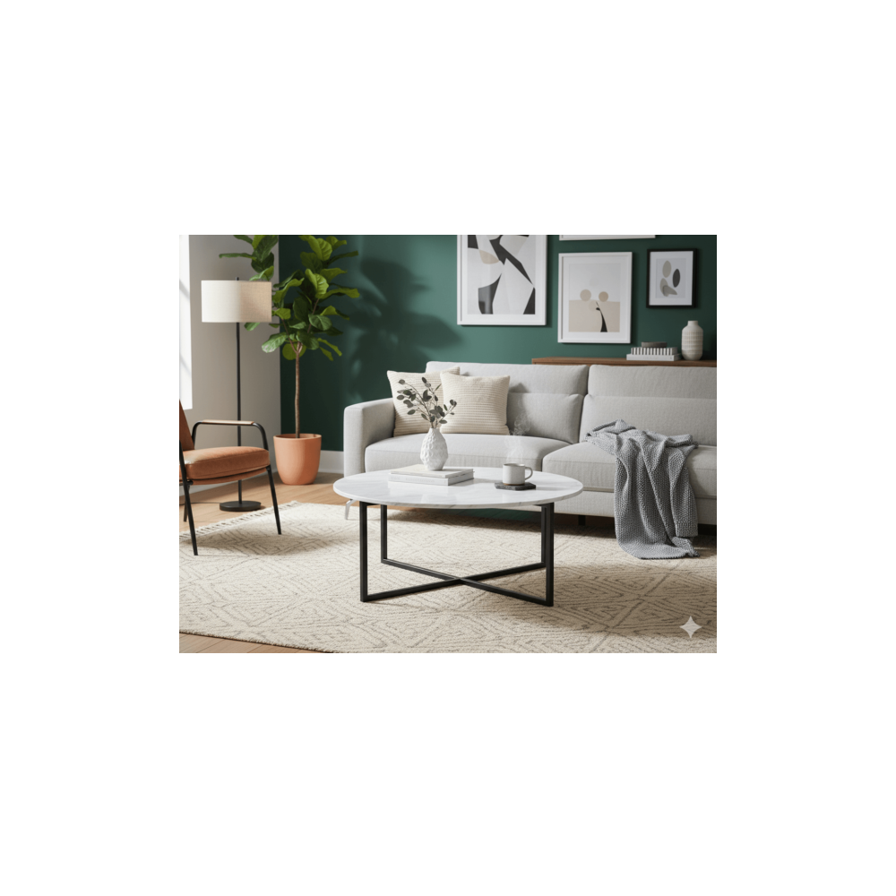 TABLE BASSE RONDE MARBRE CT380 86 X 86 X 37