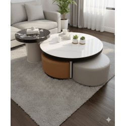 TABLE BASSE/2 800 × 800 500 × 500 AVEC 4 TABOURET CC18-TB