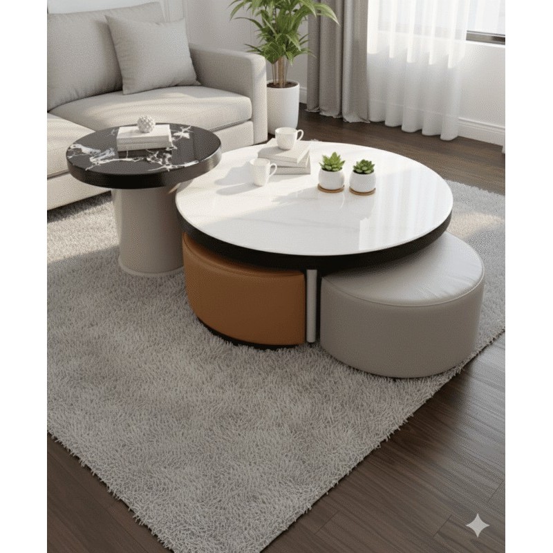 TABLE BASSE/2 800 × 800 500 × 500 AVEC 4 TABOURET CC18-TB