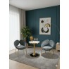 TABLE D’APPOINT MARBRE / 2 CHAISES PETALES GRISES 8029GRIS TABLE-8029GRIS