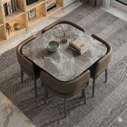 TABLE RESTAURANT CARREE AVEC 4 CHAISE GRISE 331 TABLE-331