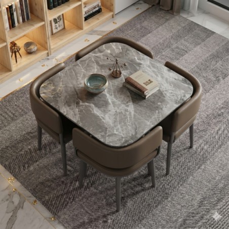 TABLE RESTAURANT CARREE AVEC 4 CHAISE GRISE 331 TABLE-331