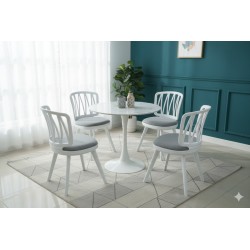 TABLE RONDE 8258+632 CHAISE X4 TABLECHAISE-8258