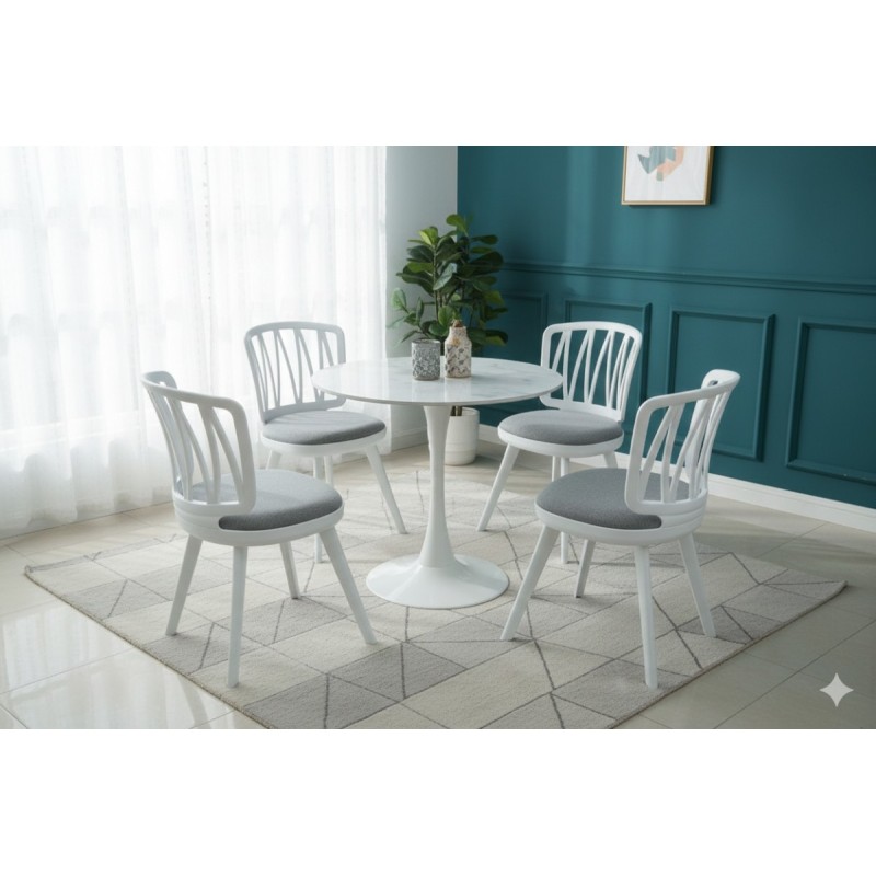 TABLE RONDE 8258+632 CHAISE X4 TABLECHAISE-8258