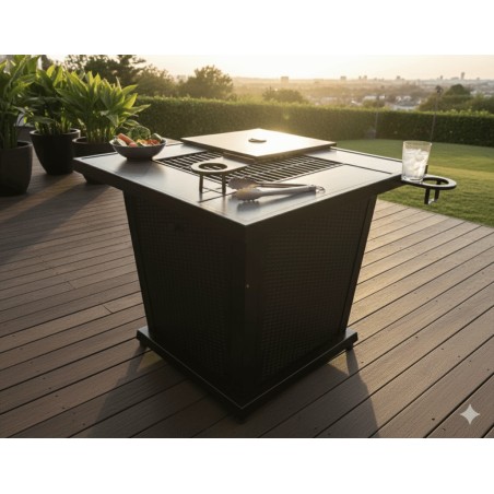 TABLE TERRASSE AVEC BARBECUE 80 × 80 × 55 SJ004 BARB-SJ5004