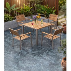 TABLE TERRASSE CARREE 80 × 80 × 75 H1316+4CHAISE ALUMINIUM TERRASSE-H1316