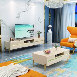 TABLE TV 92377 2000 × 400 × 450 BEIGE DORE TABLETV-92377