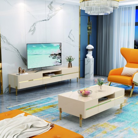 TABLE TV 92377 2000 × 400 × 450 BEIGE DORE TABLETV-92377