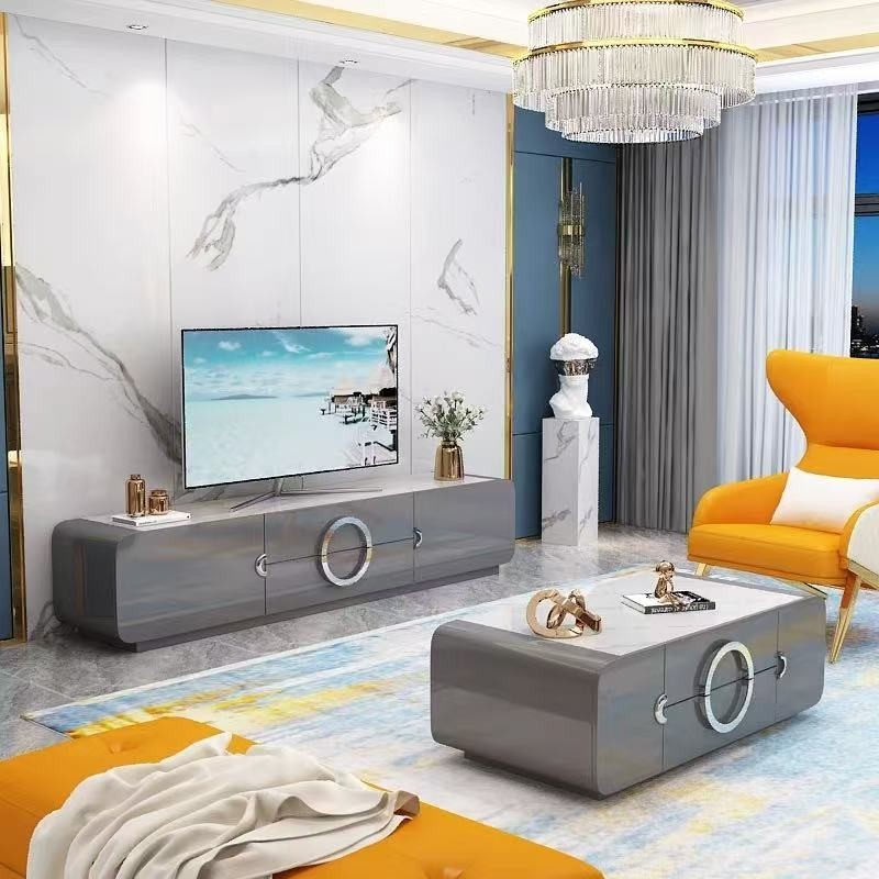 TABLE TV 92755 2000 × 400 × 450 GRIS ARGENT TABLETV-92755