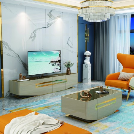 TABLE TV 92963 2000 × 400 × 450 BEIGE DORE TABLETV-90963