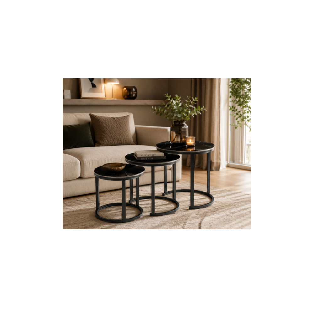 TABLE BASSE / 3 GIGOGNE 19B 50 + 45 + 40