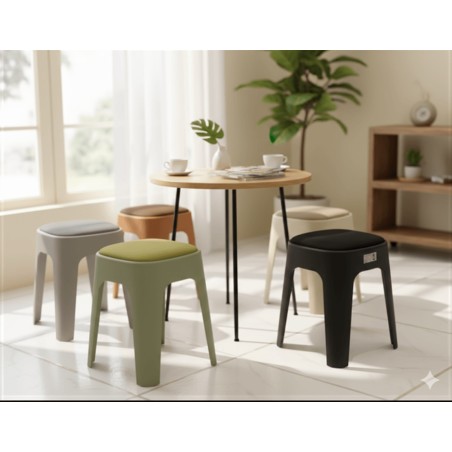 TABOURET PLASTIQUE C001 CARRE NOIR/MARRON /VERT/JAUNE/GRIS TAB-C001
