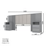 TETE DE LIT GRIS AVEC 2 CHEVETS 2625 × 1200 D610-532