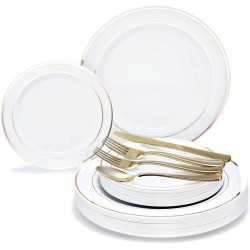 VAISSELLE LAVABLE DOREE 175PCES AVEC SERVIETTES VAIS-DOREE-175PCES
