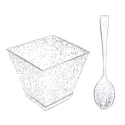 VERRINES DOREES/ARGENTEES 60 ML AVEC CUILLERES ASSORTIES PAQUET DE 25PCES VERR-DOREARG