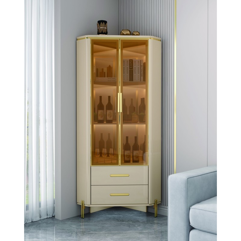 VITRINE BEIGE DORE 900 × 400 × 1900 90622 VITR-90622