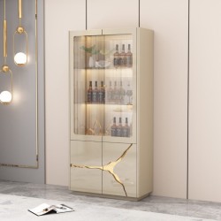 VITRINE BEIGE DORE 900 × 400 × 1900 92639 VITR-92639