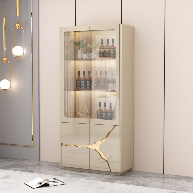 VITRINE BEIGE DORE 900 × 400 × 1900 92639 VITR-92639