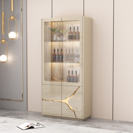 VITRINE BEIGE DORE 900 × 400 × 1900 92639 VITR-92639