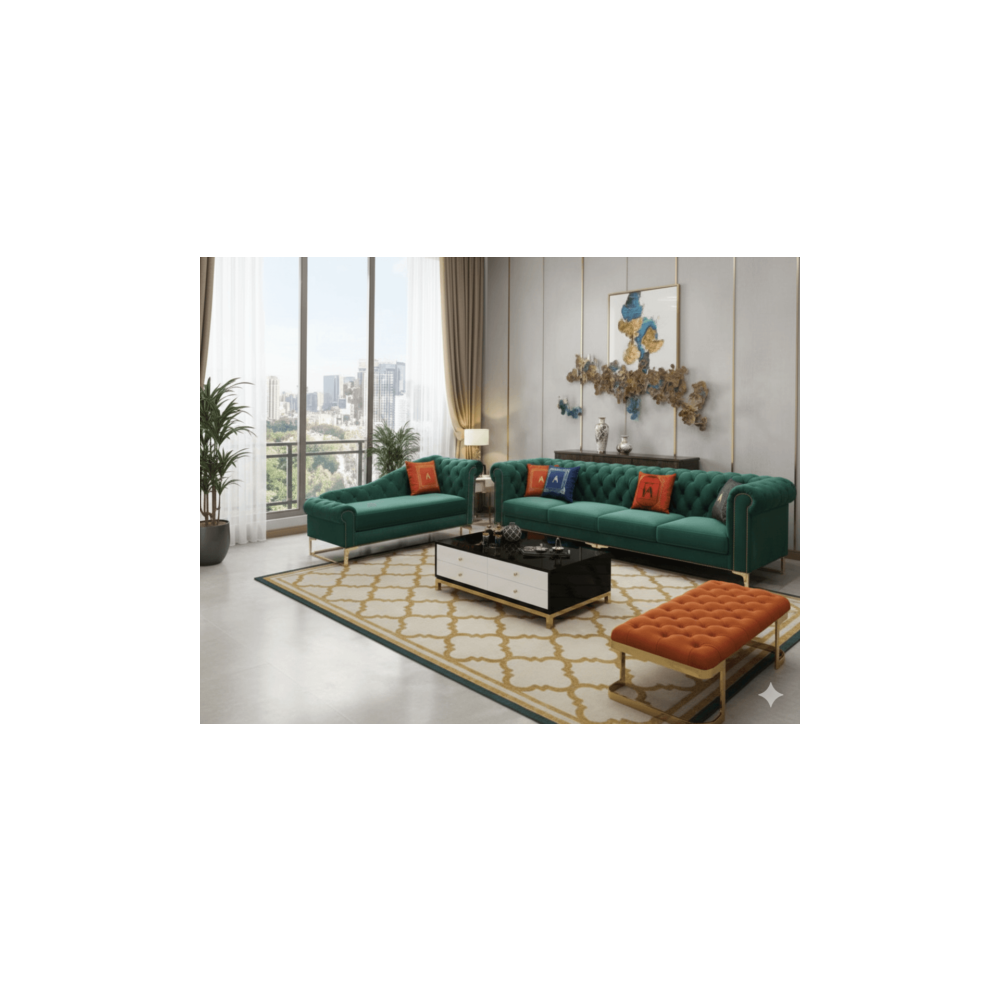 SALON LUXE 3 (VERT) + 4 (VERT) + REPOSE PIED (ORANGE)180 X 860 X 850 8022B