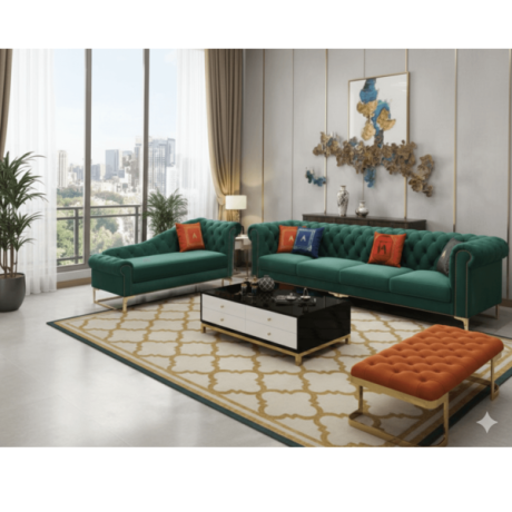 SALON LUXE 3 (VERT) + 4 (VERT) + REPOSE PIED (ORANGE)180 X 860 X 850 8022B