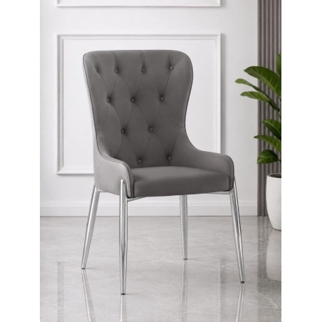 CHAISE 12217 620 × 600 × 970 GRISE/ARGENT CHAISE-12217