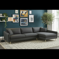 XCS-6010RHF DROITE - CANAPE ANGLE DROITE GRIS FONCE NOIR AVE | Electro Meuble