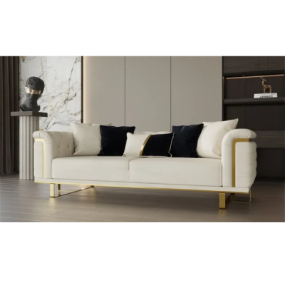 SALON 3 + 3 + 1 BEIGE DORÉ NOIR VANESA