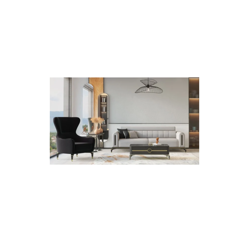 SALON 3 + 2 + 1 GRIS / MARRON BELLA