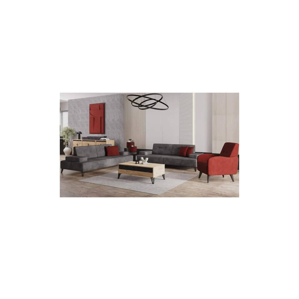 SALON 3 + 2 + 1 ANTRACIT / BORDEAUX AVRUPA