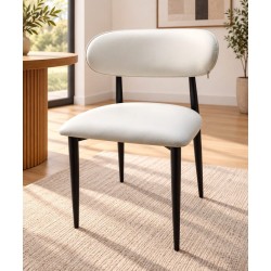 CHAISE DESIGN SCANDINAVE 460 × 450 × 750 HX9011 PIED FER BLANC NOIR CHAISE-HX9011NB