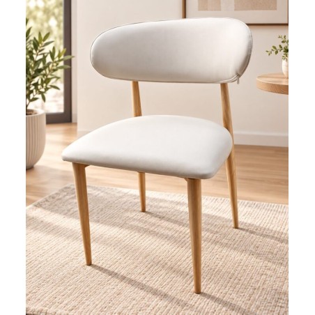 CHAISE DESIGN SCANDINAVE 460 × 450 × 750 HX9011 PIED FER EFFET BOIS CHAISE-HX9011BM